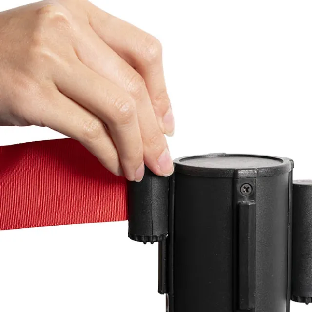 Retractable Barrier Post Bollard Set 2 Black (32cmDx92cmH)