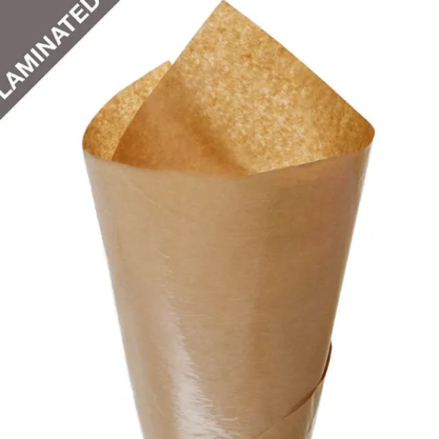 Ribbed Kraft Paper Laminate BOPP 65gsm Pk100 Brown (50x70cm)