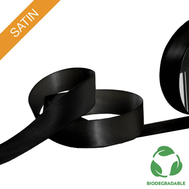 Ribbon Bio-Poly Blend Deluxe Satin Black (25mmx25m)