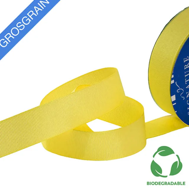 Ribbon Bio-Poly Blend Grosgrain Yellow (25mmx25m)