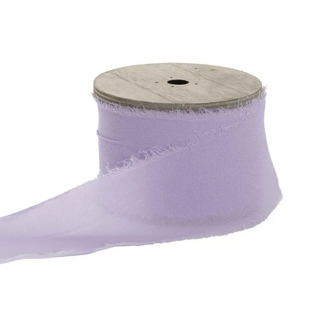 Ribbon Chiffon Frayed Edge Wood Spool Wisteria (48mmx20m)