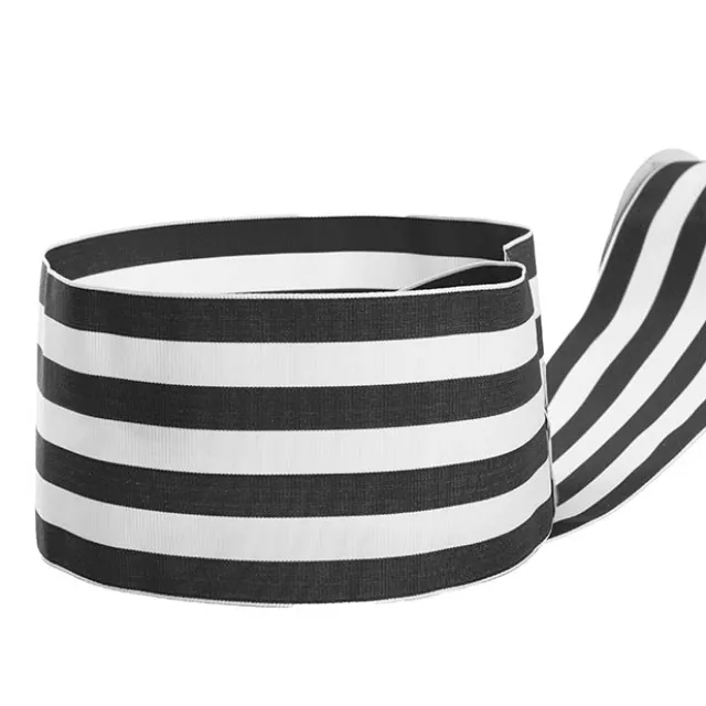 Ribbon Grosgrain Extra Wide Stripe Black White (100mmx10m)