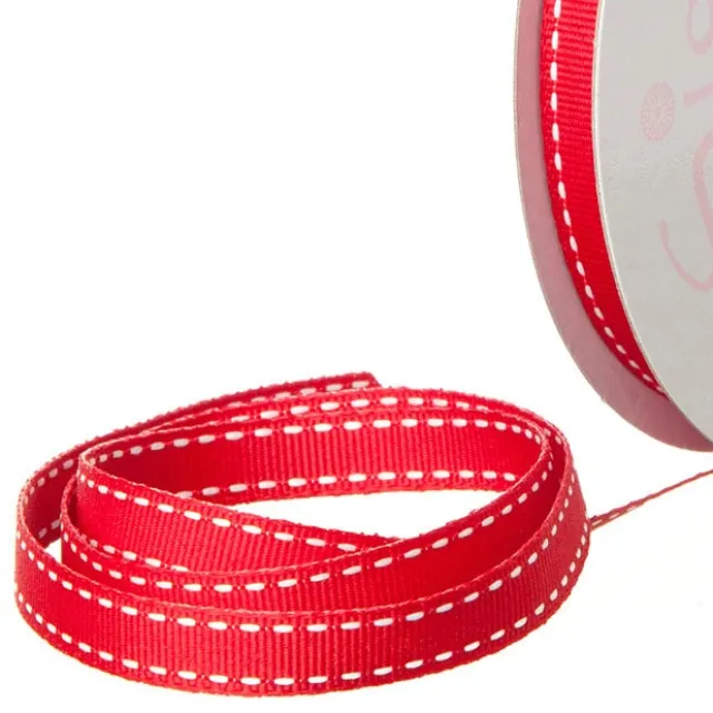 Ribbon Grosgrain Saddle Stitch Red (10mmx20m)