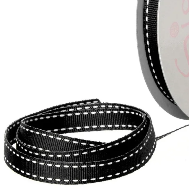 Ribbon Grosgrain Saddle Stitch Black (10mmx20m)