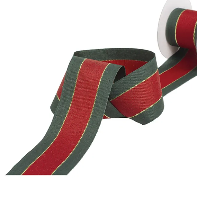 Ribbon Grosgrain Traditional Red Green Gold (38mmx20m)