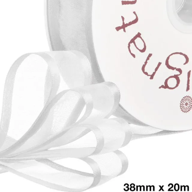 Ribbon Organdy Satin Edge White (38mmx20m)