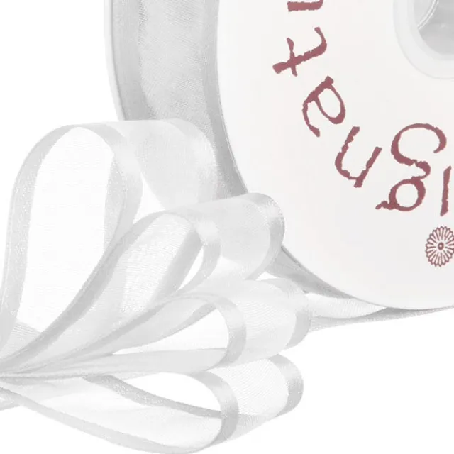 Ribbon Organdy Satin Edge White (23mmx20m)
