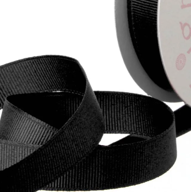 Ribbon Plain Grosgrain Black (25mmx20m)