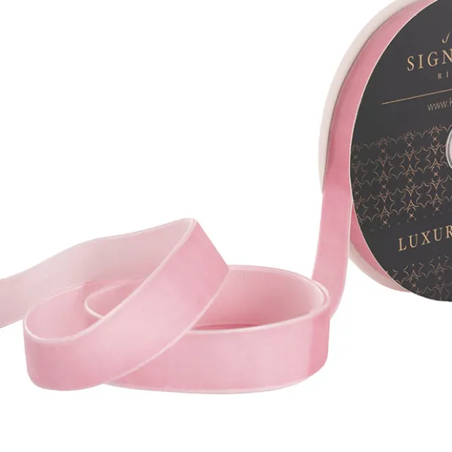 Ribbon Premium Plush Velvet Woven Edge Pink (25mmx20m)