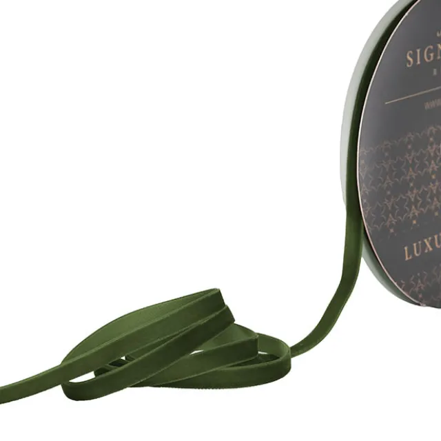 Ribbon Premium Plush Velvet Woven Edge Moss Green (10mmx20m)