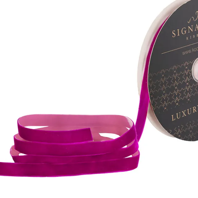 Ribbon Premium Plush Velvet Woven Edge Fuchsia (15mmx20m)