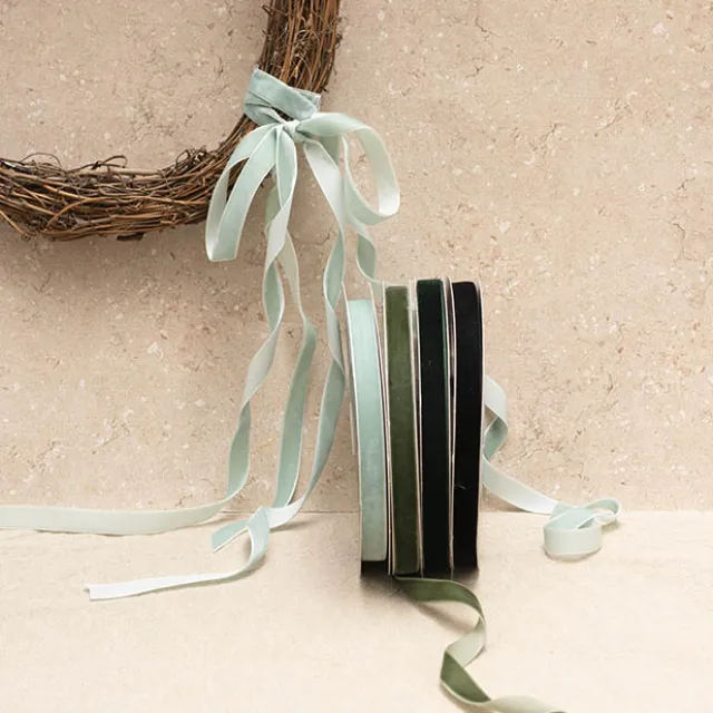 Ribbon Premium Plush Velvet Woven Edge Misty Blue (15mmx20m)