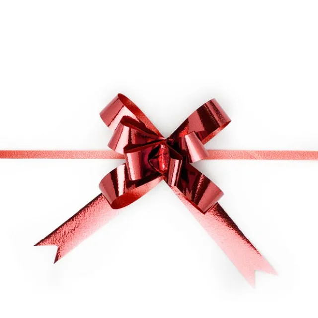 Ribbon Pull Bow Metallic Red (18mmx53cm) Pack 25