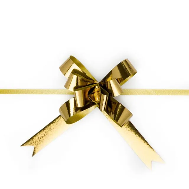 Ribbon Pull Bow Metallic Gold (18mmx53cm) Pack 25