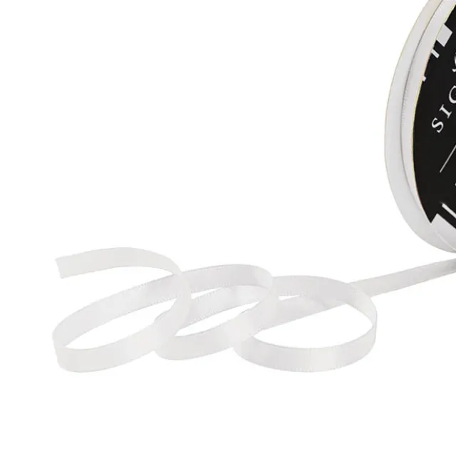 Ribbon Satin Deluxe Double Faced Bridal White (6mmx25m)