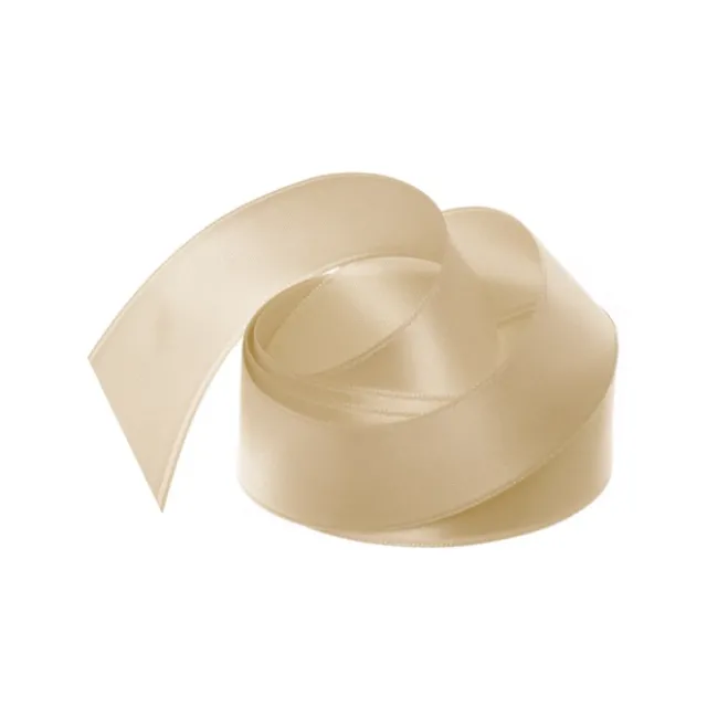 Ribbon Satin Deluxe Double Faced Champagne (25mmx25m)