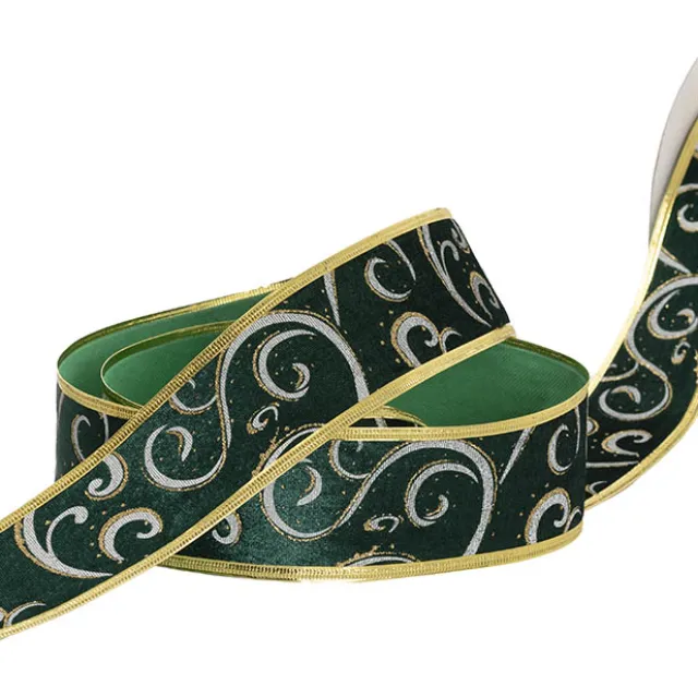 Ribbon Velvet Swirl Sonic Edge Green Gold (60mmx20m)