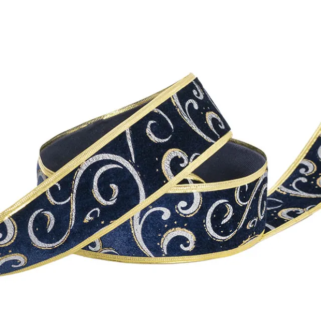 Ribbon Velvet Swirl Sonic Edge Navy Gold (60mmx20m)