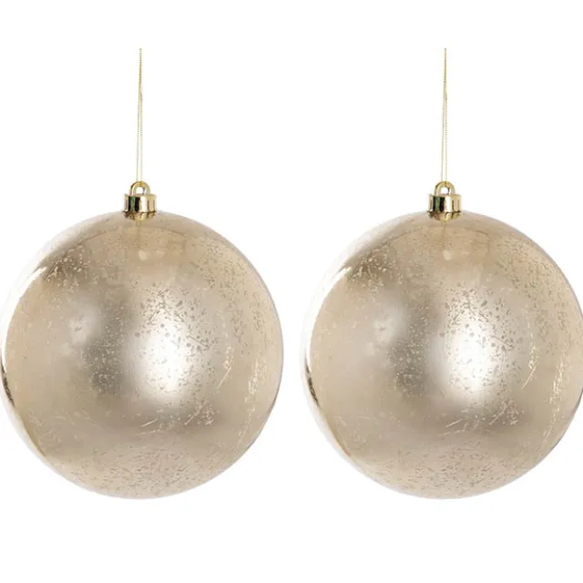 Giant Hanging Mercury Bauble Pack 2 Champagne Gold (20cmD)