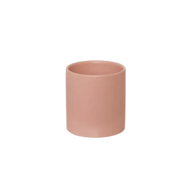 Ceramic Cylinder Pot Satin Matte Coral (10.5x10.5cmH)