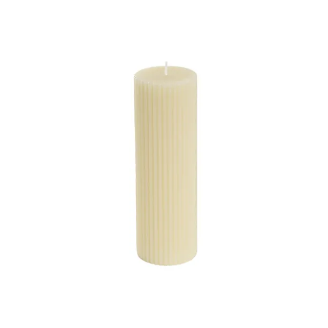 Roman Fluted Pillar Candle Off White (5x20cmH)