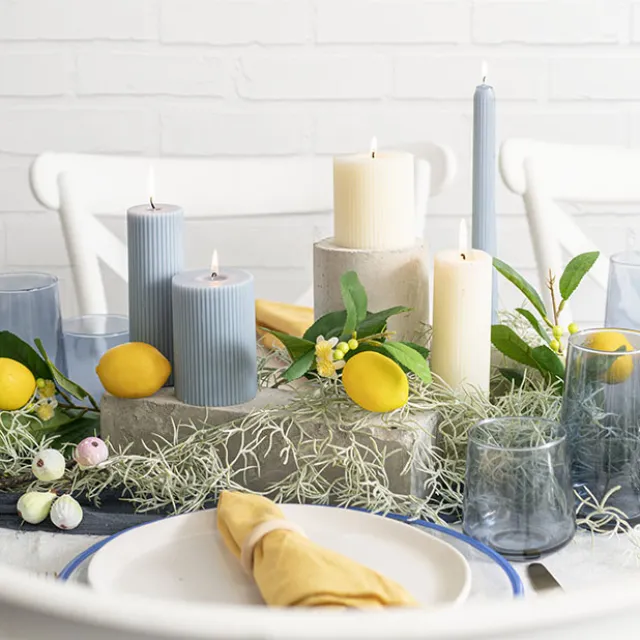 Roman Fluted Pillar Candle Off White (5x20cmH)