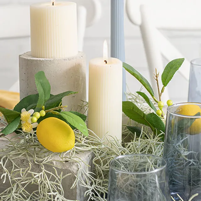 Roman Fluted Pillar Candle Off White (5x15cmH)