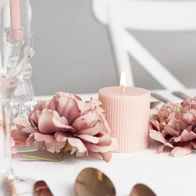 Roman Fluted Pillar Candle Pale Pink (7x7.5cmH)
