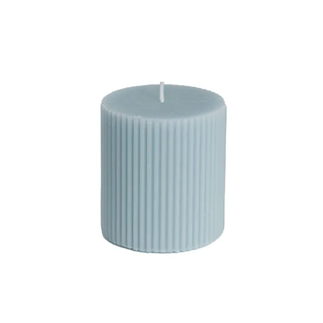 Roman Fluted Pillar Candle French Blue (7x10cmH)