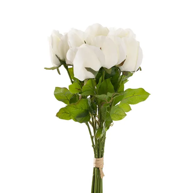 Rose Bud Bouquet x 10 Heads White (46cmH)