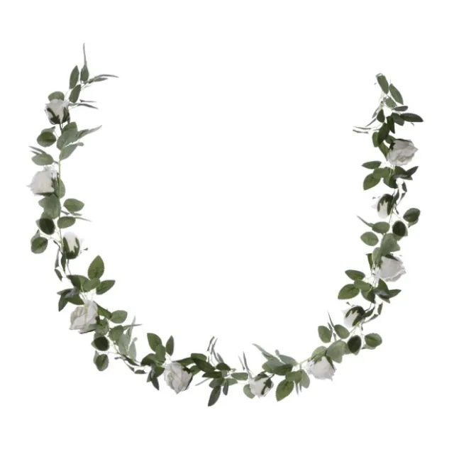 Rose Garland x11 Flowers White (180cm)