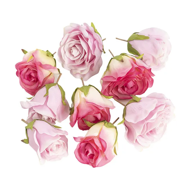 Rose Heads Loose Pack 9 Mixed Pinks