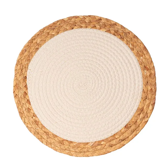 Round Cotton Table Placemat Set 2 Off White (36cmD)