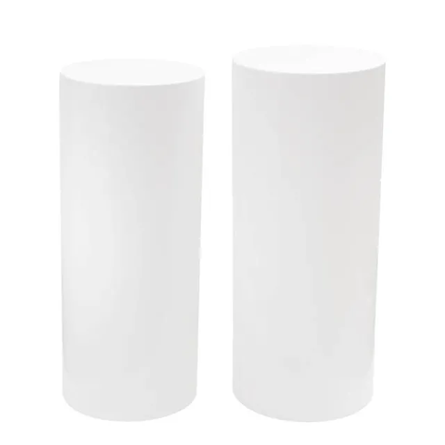 Round Perspex Acrylic Plinth Set 2 White (30x90cmH)