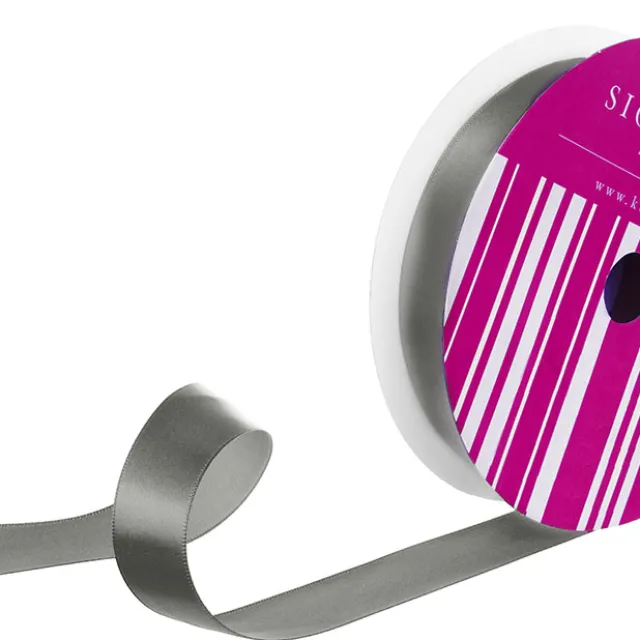 Bulk Ribbon Single Face Satin Dark Grey (25mmx50m)