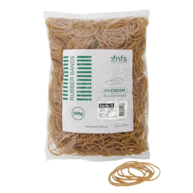 Rubber Bands Natural Bag 500g Size 16 (60mmLx1.5mmW)