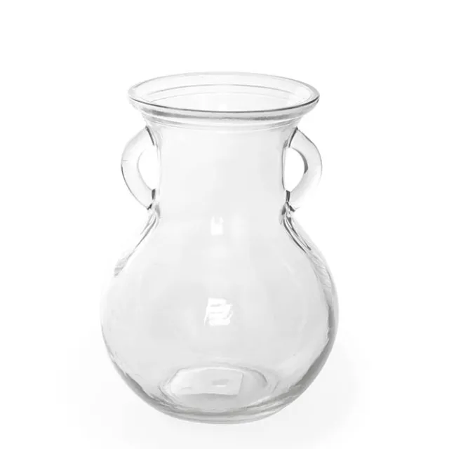Glass Ginger Lily Vase With Handle Clear (11.5X15X20cmH)