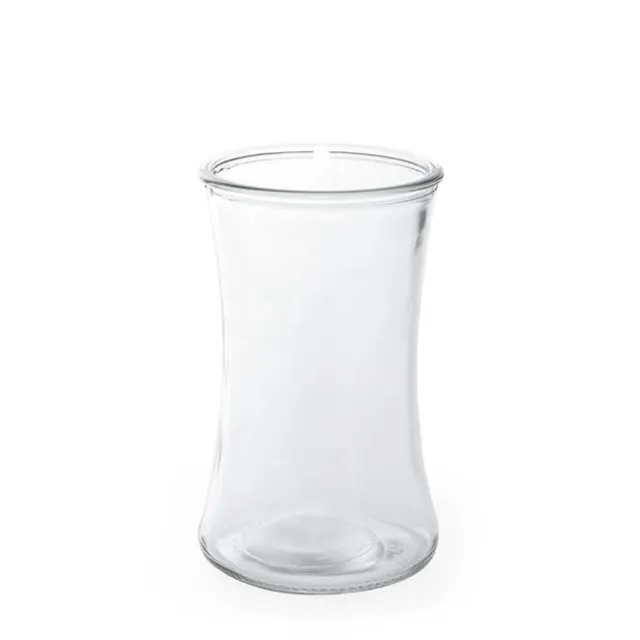 Glass Country Vase Concaved Sided Clear (10DX17cmH)