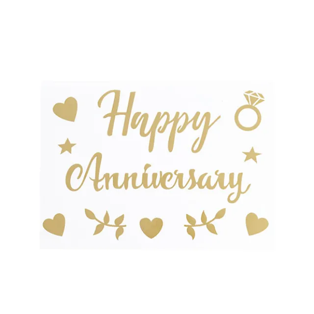 Sticker Happy Anniversary Hearts Pack 10 Gold (20x28cmL)