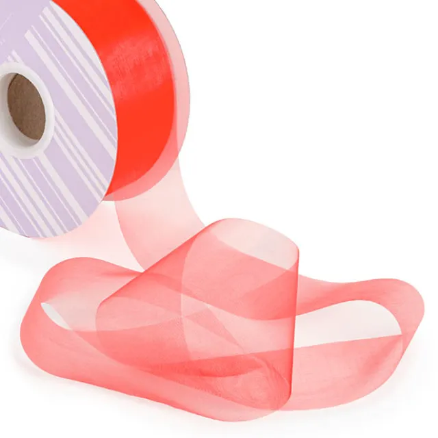 Bulk Organza Ribbon Cut Edge Red (50mmx100m)