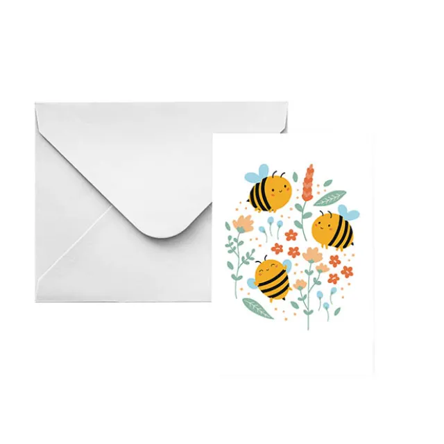 Classic Gift Card & Envelope Buzzing Bees Pk25 (6.5x10cmH)