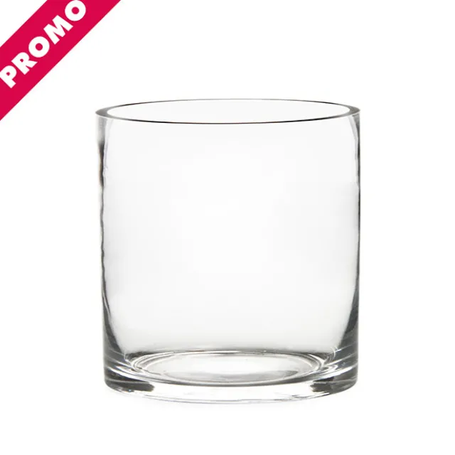Glass Cylinder Vase Clear (15Dx15cmH) Promo