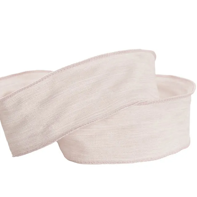 Ribbon Rustic Linen Wire Edge French Cream (60mmx20m)