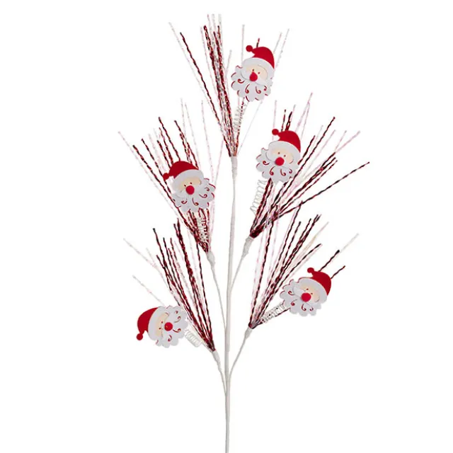 Santa Head Tinsel Spray Red & White (74cmH)