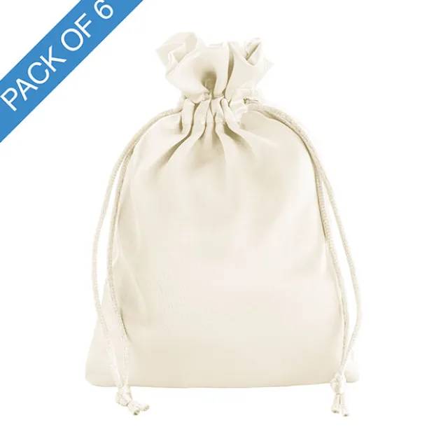 Satin Gift Bag Medium Pack 6 Ivory (12.5x17HcmH)