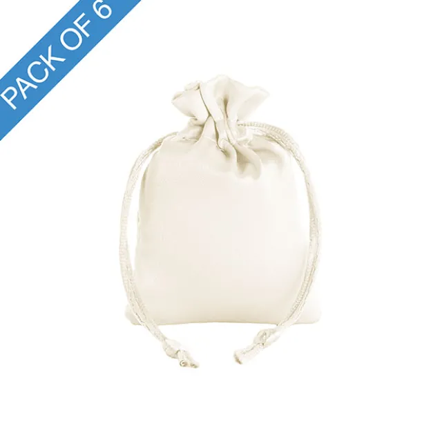 Satin Gift Bag Small Pack 6 Ivory (7.5x10HcmH)