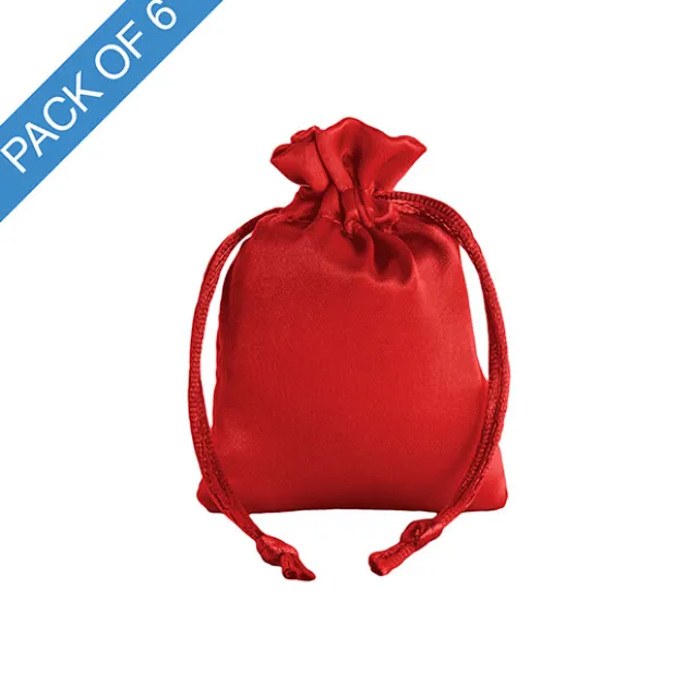 Satin Gift Bag Small Pack 6 Red (7.5x10HcmH)