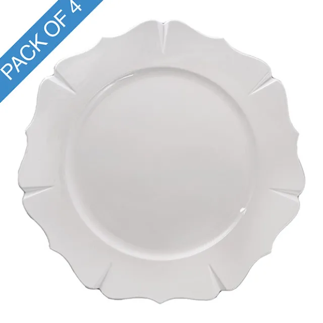 Scallop Rim Charger Plate Pack 4 White (33cmD)