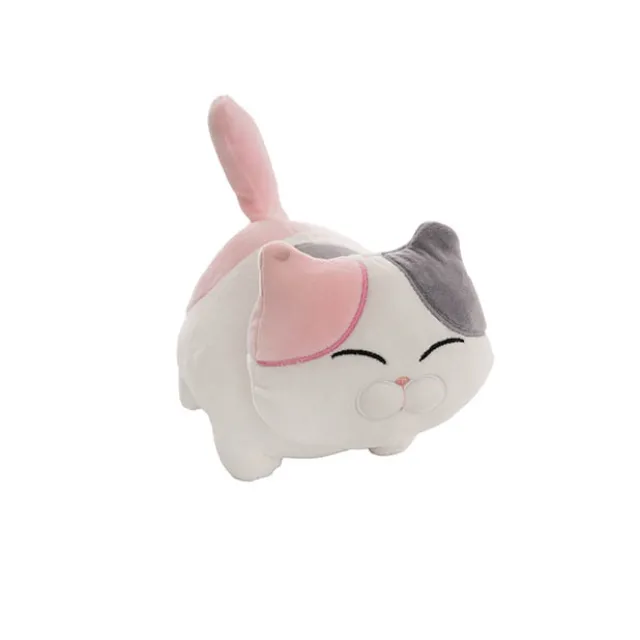 Happy Cat Plush Puff Soft Toy Pink Grey (25cmHT)