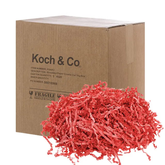 Shredded Paper Filler Food Grade 3mm Red 1kg Box